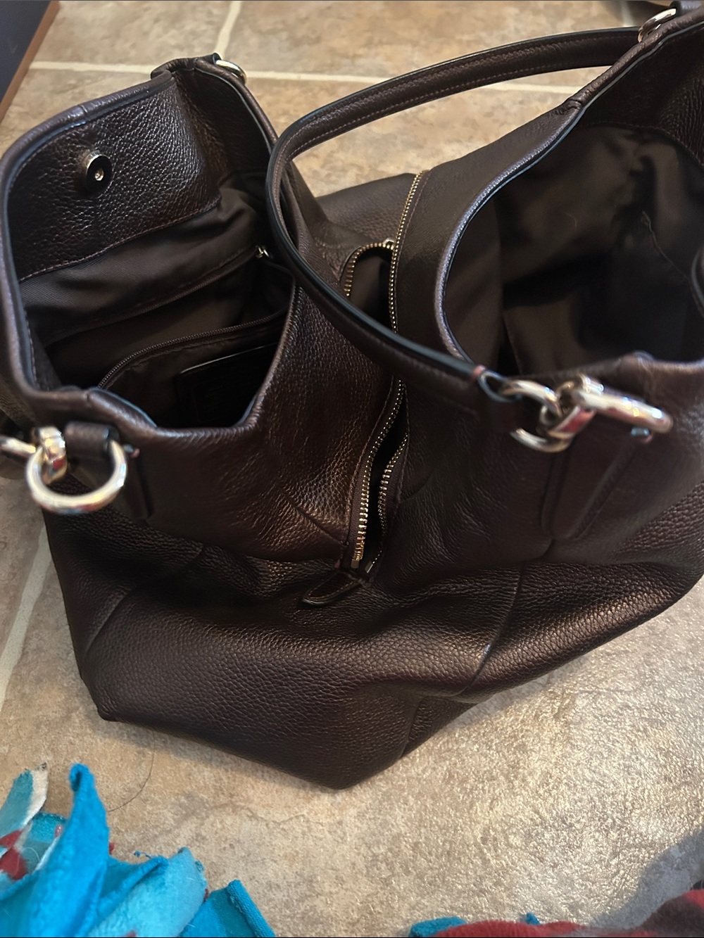 Coach Dark Brown Pebbled Leather Shoulder Hobo - Picture 3 of 3
